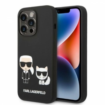 Karl Lagerfeld MagSafe Compatible Case Liquid Silicone Karl and Choupette for iPhone 14 Pro Max Black