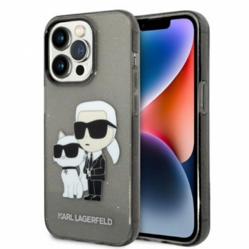 Karl Lagerfeld IML Glitter Karl and Choupette NFT Case for iPhone 14 Pro Black
