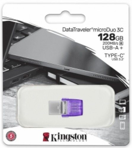 Zibatmiņa Kingston DataTraveler microDuo 3C 128GB USB Type-A + USB Type-C image 1