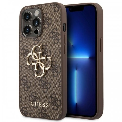 Guess PU 4G Metal Logo Case for iPhone 14 Pro Brown image 1