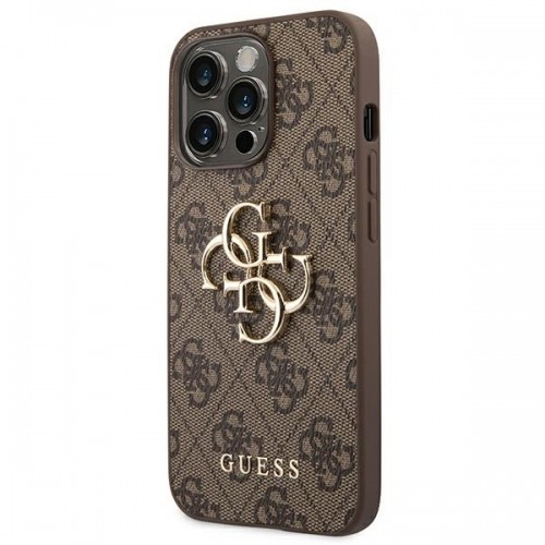 Guess PU 4G Metal Logo Case for iPhone 14 Pro Brown image 2