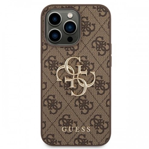 Guess PU 4G Metal Logo Case for iPhone 14 Pro Brown image 3