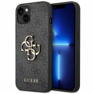 Guess PU 4G Metal Logo Case for iPhone 14 Plus Grey