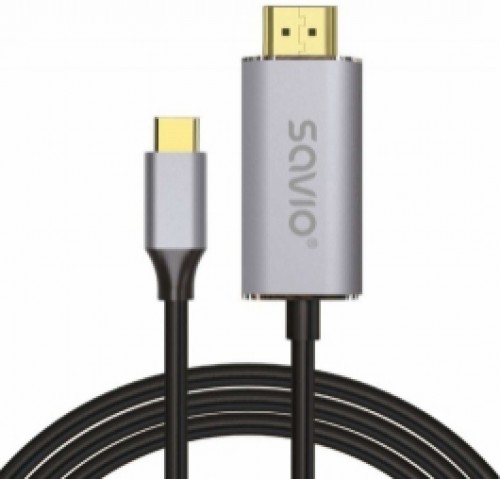 Savio USB-C Male - HDMI Male 2m Silver image 1