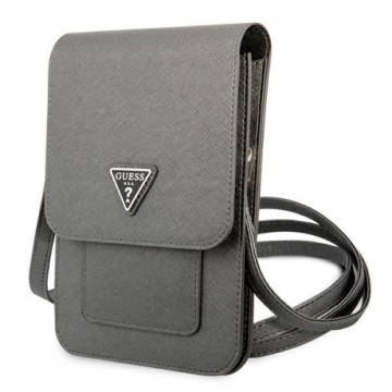 Guess PU Saffiano Triangle Logo Phone Bag Grey