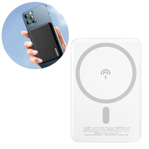 Dudao wireless power bank MagSafe 10W (5W Magsafe) 5000mAh white (K14S) image 1