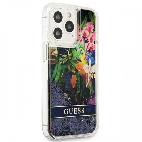 Guess Liquid Glitter Flower Case for iPhone 13 Pro Blue image 4