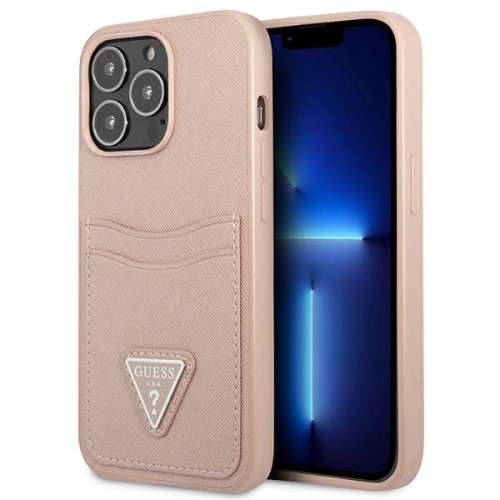 Guess Saffiano Double Card Case for iPhone 13 Pro Max Pink image 1