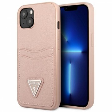 Guess Saffiano Double Card Case for iPhone 13 Pink