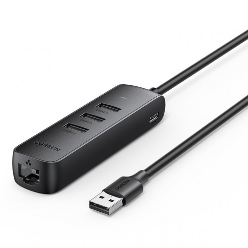 Ugreen adapter USB Type C - Ethernet RJ45 | 3 x USB black adapter (CM416) image 1