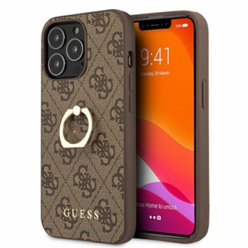GUHCP13X4GMRBR Guess PU 4G Ring Case for iPhone 13 Pro Max Brown