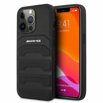 Mercedes AMHCP13LGSEBK AMG Genuine Leather Perforated Hard Case for iPhone 13 Pro Black