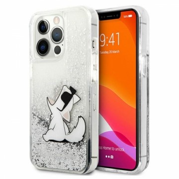 KLHCP13XGCFS Karl Lagerfeld Liquid Glitter Choupette Eat Case for iPhone 13 Pro Max Silver