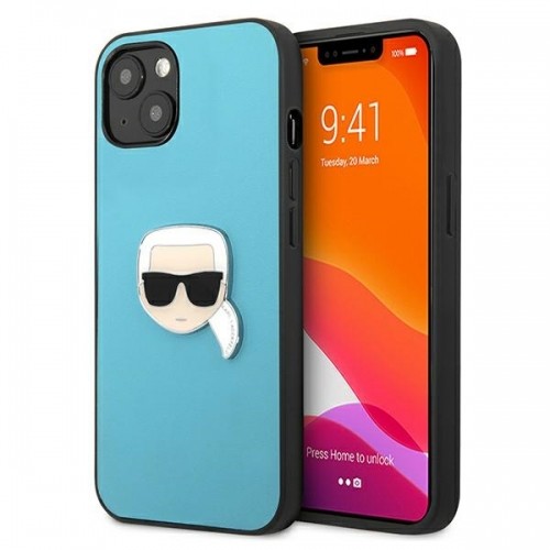 KLHCP13MPKMB Karl Lagerfeld PU Leather Karl Head Case for iPhone 13 Blue image 1