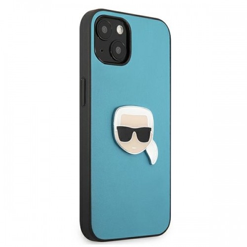 KLHCP13MPKMB Karl Lagerfeld PU Leather Karl Head Case for iPhone 13 Blue image 4