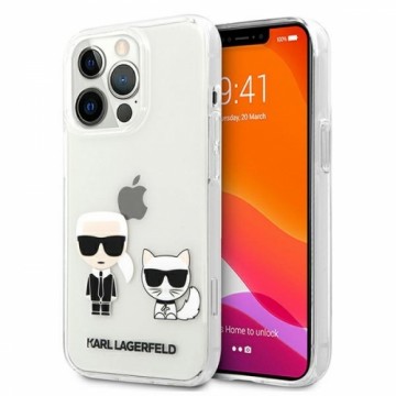 KLHCP13XCKTR Karl Lagerfeld PC|TPU Ikonik Karl and Choupette Case for iPhone 13 Pro Max Transparent