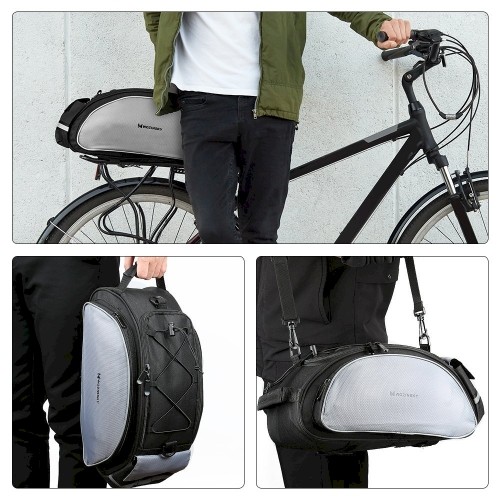 Wozinsky Bicycle Bike Pannier Bag Rear Trunk Bag with Shoulder Strap 13L black (WBB1BK) image 5