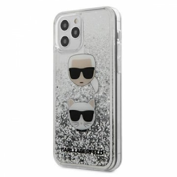 KLHCP12MKCGLSL Karl Lagerfeld Liquid Glitter 2 Heads Cover for iPhone 12|12 Pro 6.1 Silver