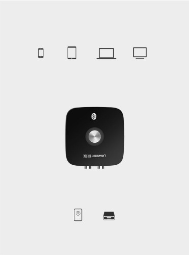 UGREEN Bluetooth uztvērējs 2x RCA, jack 3,5mm, aptX (melns) image 2