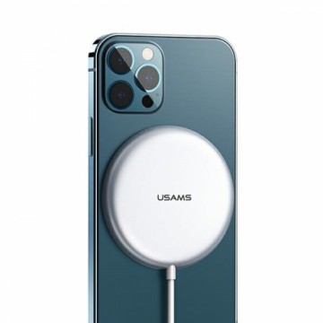 Беспроводное зарядное устройство Usams CD160 W2 MagSafe для телефонов Apple 15W | 3A серебряное