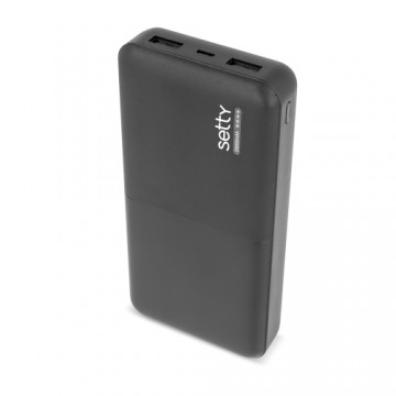 Setty  Power Bank 20000mAh Universāla Ārējas uzlādes baterija 5V 1,5 A + Micro USB Kabelis Melns