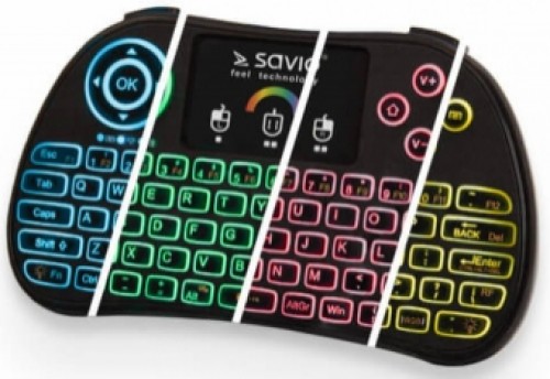 Savio KW-03 Bezvadu Kompakta Klaviatūra PC | PS4 | XBOX | Smart TV | Android + TouchPad Melna (Ar RGB Apgaismojumu) image 1