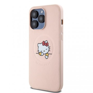 Hello Kitty PU Kitty Asleep Logo MagSafe Case for iPhone 15 Pro Max Pink