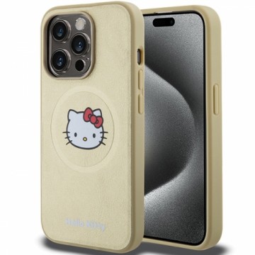 Hello Kitty HKHMP15XPGHCKD iPhone 15 Pro Max 6.7" złoty|gold hardcase Leather Kitty Head MagSafe