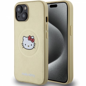 Hello Kitty HKHMP15SPGHCKD iPhone 15 6.1" złoty|gold hardcase Leather Kitty Head MagSafe