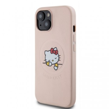 Hello Kitty PU Kitty Asleep Logo MagSafe Case for iPhone 15 Pink