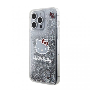 Hello Kitty Liquid Glitter Electroplating Head Logo Case for iPhone 15 Pro Max Transparent