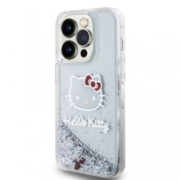 Hello Kitty Liquid Glitter Electroplating Head Logo Case for iPhone 15 Pro Transparent