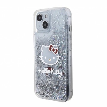 Hello Kitty Liquid Glitter Electroplating Head Logo Case for iPhone 15 Transparent