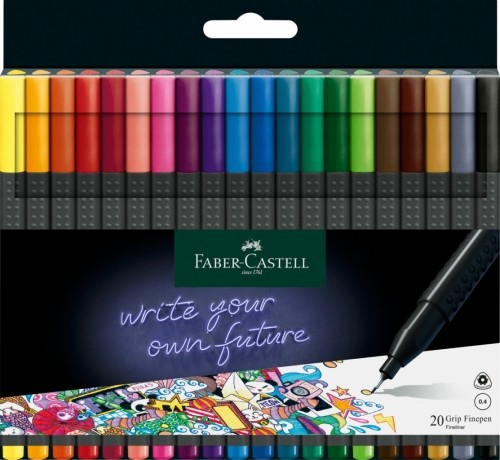 Flomāstertipa pildspalvu komplekts Faber-Castell Finepen Grip, 0.4mm, 20 krāsas image 1