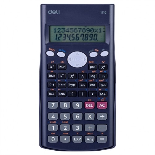Zinātniskais kalkulators Deli 240F, divrindu displejs, 10+2 cipari, tumši zils image 1