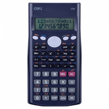 Zinātniskais kalkulators Deli 240F, divrindu displejs, 10+2 cipari, tumši zils