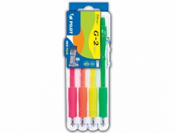 Gēla pildspalvas Pilot G-2 Set2Go, 4gab/iep, neona krāsās