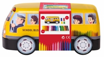 Flomāsteri Faber-Castell Skolas autobuss, saspraužamie, metāla kastītē, 33 krāsas