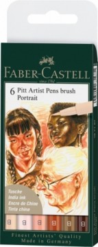 Flomasteri ar otas uzgali Faber-Castell Pitt Artist Pen, 6 gab. ādas krāsu asorti