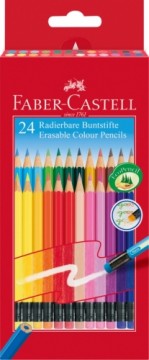 *Krāsainie zīmuļi Faber-Castell 24-krāsas ar krāsainām dzēšgumijām