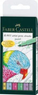 Flomasteri ar otas uzgali Faber-Castell Pitt Artist Pen, 6gab/iep, pasteļtoņi