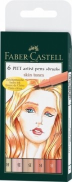 Flomasteri ar otas uzgali Faber-Castell Pitt Artist pen, 6 gab. ādas toņi