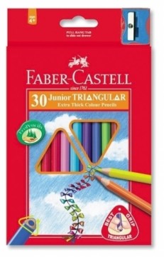 Krāsainie zīmuļi Faber-Castell Jumbo, 30 krāsas, ar asināmo