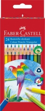 Trīsstūrveida krāsainie zīmuļi Faber-Castell 24 krāsas