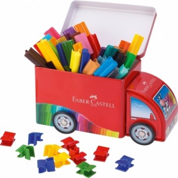 Flomāsteri Faber-Castell Auto, saspraužamie, metāla kastītē, 33 krāsas