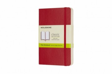 Bloknots Moleskine Classic 9x14cm, baltas lapas, mīkstie vāki, sarkans