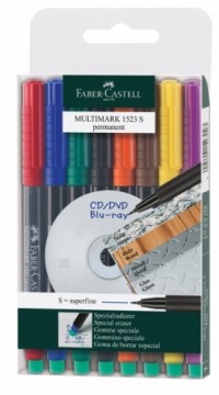 Перманентный маркер Faber-Castell Multimark S 0,4мм, 8 цветов/комплект
