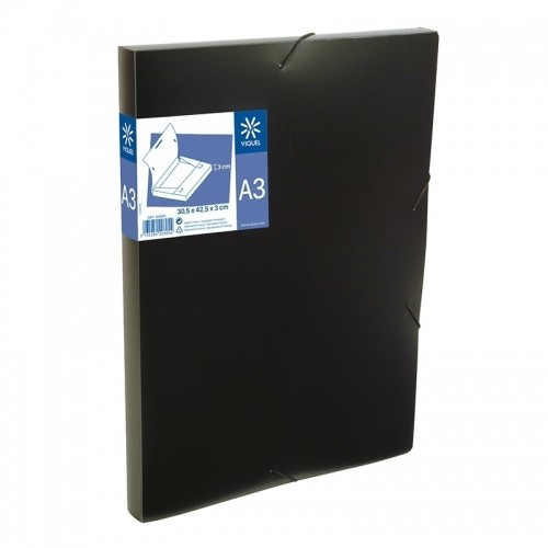 Mape-kārba ar gumijām Viquel CoolBox A3, plastikāta, melna image 1
