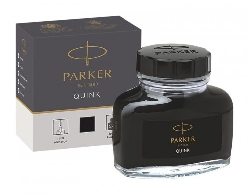 Tinte Parker Quink 57ml, stikla pudelīte, melna image 1