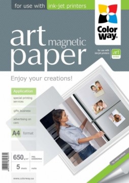 Fotopapīrs ColorWay ART A4, 650g/m², 5lpp/iep, magnētisks, matēts